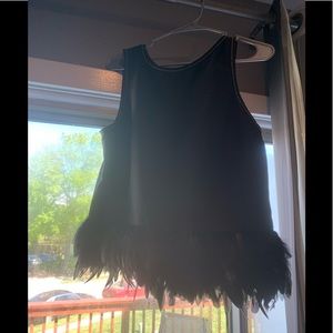 Faux bliss with feather trim detailed